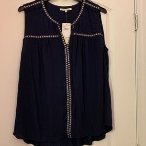 Daniel Rainn Navy Crepe Tank With Trim 2X NWT